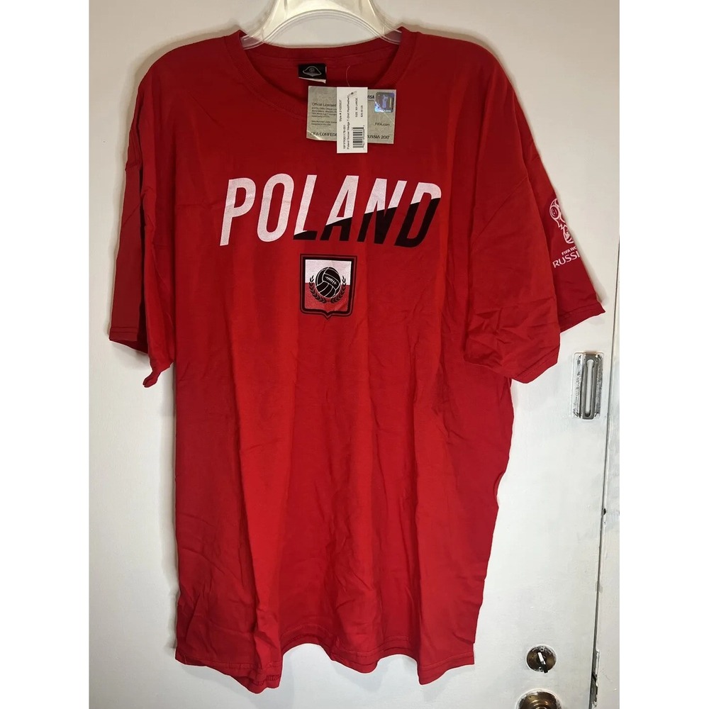 FIFA World Cup Poland Soccer Wedge T-Shirt Russia 2018 2XL XXL